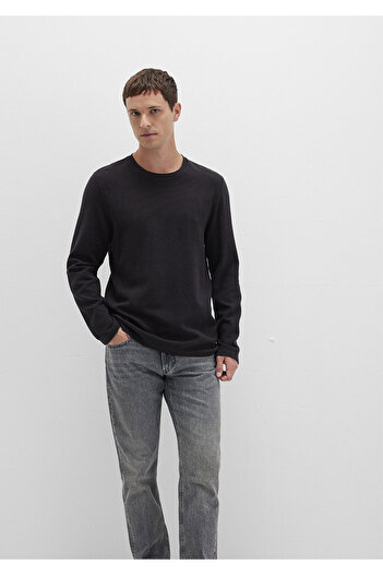 Mavi Μακρυμάνικο μαύρο μπλουζάκι με υφή Slim Fit / Slim Fit 064622 -21842