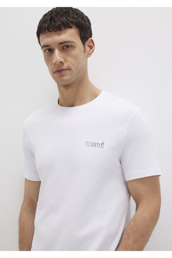 Mavi Weißes T-Shirt mit Logo-Print, Slim Fit / Slim Fit 0610360-620