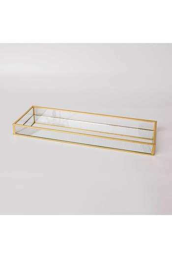 Linens Laveta 40x14x3,5 cm Dekoratif Tepsi Gold