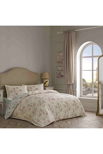 Linens Allday Fleur Cotton Satin King Duvet Cover Set Cream