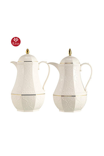 Rose Classic pattern tea and coffee thermos set consisting of 2 rose thermoses, 624 capacity (1300 ml) coffee and (1300 ml) tea