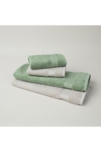Linens Vita 4-Piece Cotton Hand/Face Towel Set Khaki/Gray