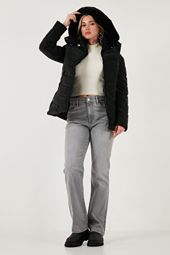Lela Quilted Slim Fit Detachable Hooded Coat Coat 497Mara