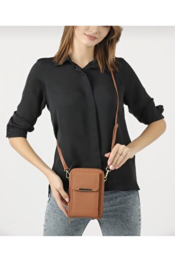 Universal Brown Women's Crossbody Phone 3 Compartment Wallet Bag