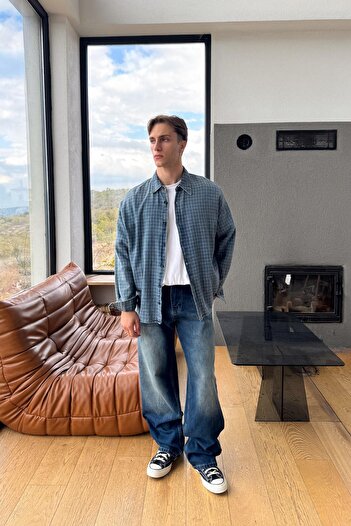 Flaw Wear Yıkamalı Çizgili Baggy Jean