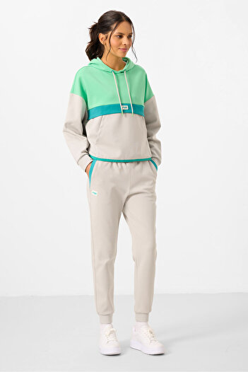 TOMMY LIFE Γυναικεία αθλητική φόρμα Stone Hooded Cotton Color Block - 95327