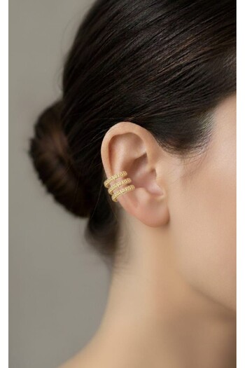 Süspüs Accessories 3 Şeritli Gold Renk Kıkırdak Küpe