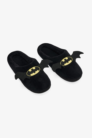 Penti Papuci de casă brodați pentru bărbați, negri, cu Batman