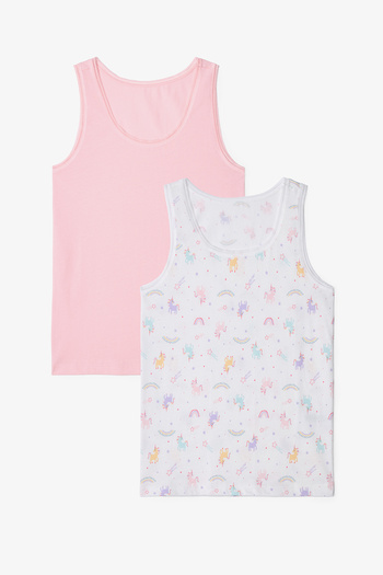 Penti Girl's Pinky Unicorn Ballerina Patterned Thick Strap 2-Piece Undershirt