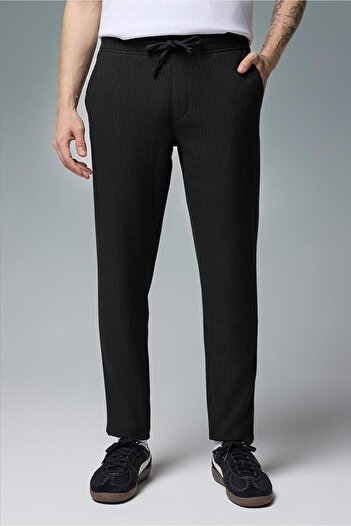 VENA Alfred Beli Elasticated Striped Trousers - Anthracite Striped
