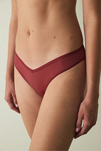 Penti Bordo Essentials V Cut Low Waist Brazilian Panties