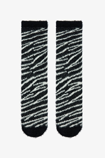 Penti White Zebra Patterned Home Socket Socks