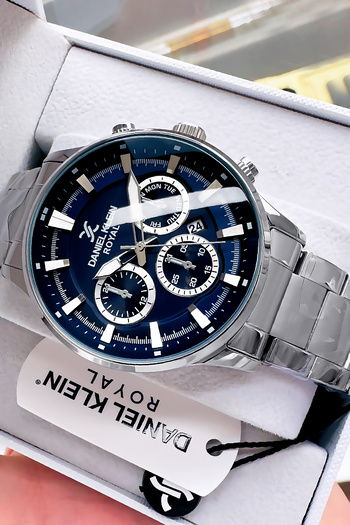 Daniel Klein Royal Original Men's Wristwatch Waterproof Silver Color Steel Band Gift Bracelet Dke2001C4