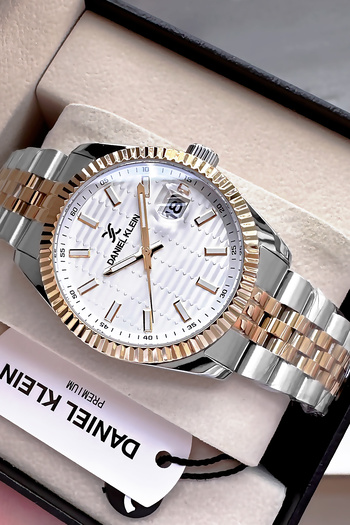 Daniel Klein Premium Original Men Wristwatch Waterproof Two Colors Steel Cord Gift Bracelet Dkh4533C3