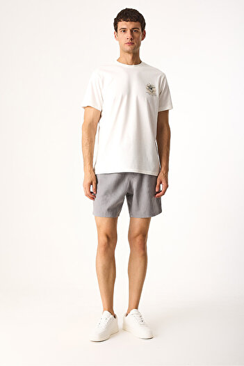 VENA Alex Beli Elastic Waist 100% λινό σορτς