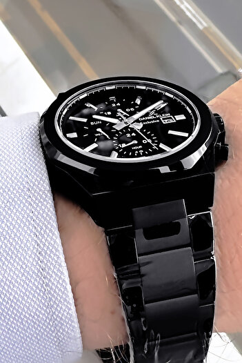 Daniel Klein Men's Wristwatch 3 Atm Waterproof Black Color Steel Cord Bracelet