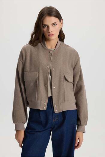 VENA Women's Cashmere Bomber Jacket-Mink