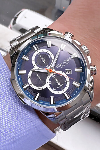 Tom Jones 3 Atm Waterproof Men's Wrist Watch Smoke Color Steel Cord + Bracelet TJEG2016C1