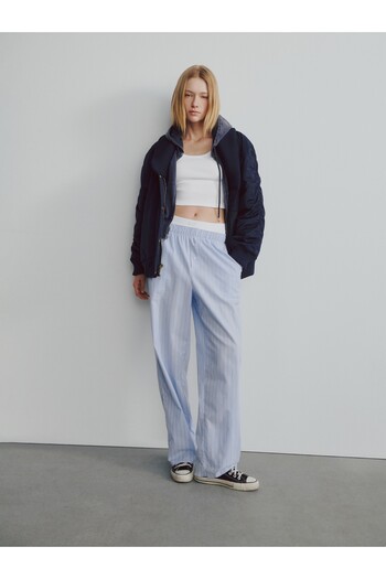 GAP Kadın Lacivert Oversized Triko Kenar Detaylı Bomber Ceket