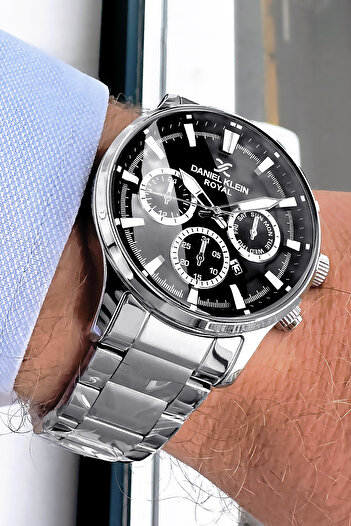 Daniel Klein 3 Atm Waterproof Men's Wristwatch - Black Steel Cord and Natural Stone Bracelet Gnc2009
