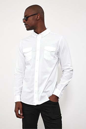 VENA Сорочка Austin Slim Fit з габардину - біла