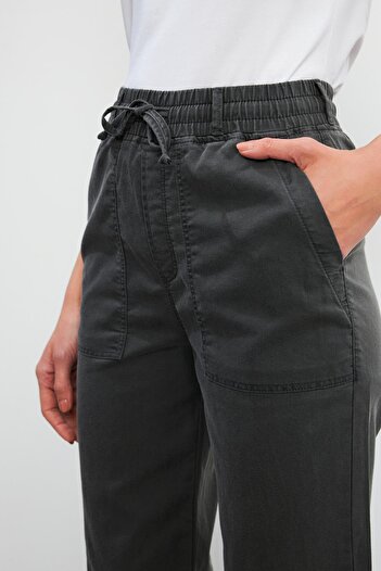 VENA Kadın Flora Antrasit Beli Lastikli Denim Pantolon (LYOCELL)