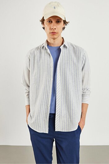 VENA Πουκάμισο Steven Regular Fit με ρίγες Oxford-Μπλε ριγέ