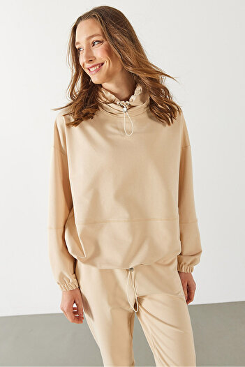 VENA Norah Yakası Detaylı Regular Fit Sweatshirt - TAŞ