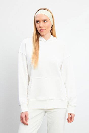 VENA Γυναικείο φούτερ με κουκούλα Basic Hoodie-Ιβουάρ