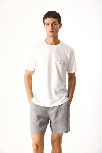 VENA Μπλουζάκι με στάμπα Relax Crew Neck Regular Fit-Ιβουάρ