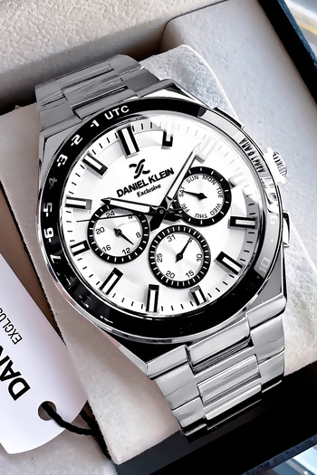 Daniel Klein Exclusive Groom's Men's Watch Waterproof Silver White - Steel Band Gift Bracelet Dke2136C3