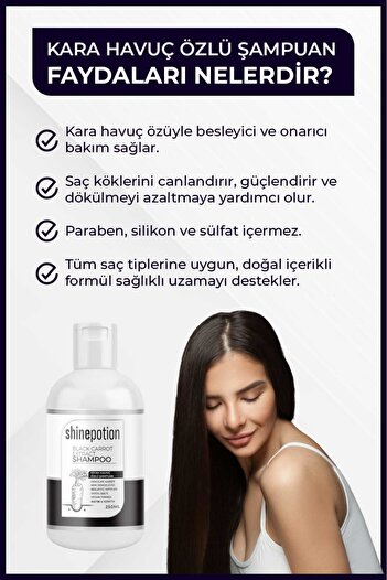 Shine Potion Black Carrot Extract Shampoo 250 ml Against Hair Loss and Dandruff