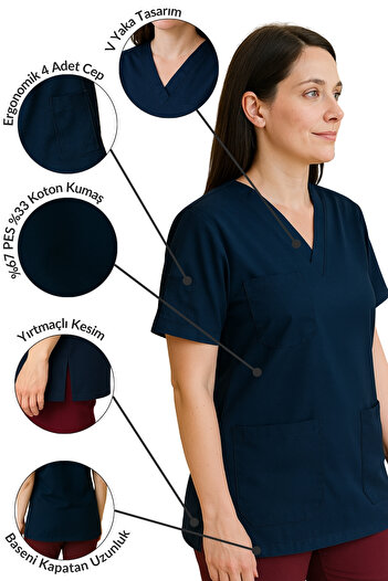mirach 4-Pocket Nurse and Doctor Scrubs Single Top Uniform Hospital Surgical Uniform Comfortable Medical Clothing