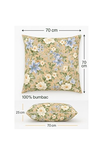 Boema Home Deco Set 2 perne cu puf si pana de gasca, nivel de fermitate ridicat, 70x70 cm, Flori Albastre