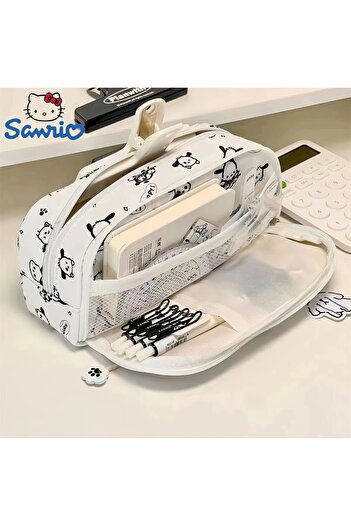 GlassySKY High Capacity Double Zipper Dog Pochacco Multifunctional Pen Holder