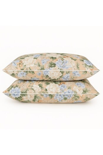 Boema Home Deco Set 2 perne cu puf si pana de gasca, nivel de fermitate ridicat, 70x70 cm, Flori Albastre