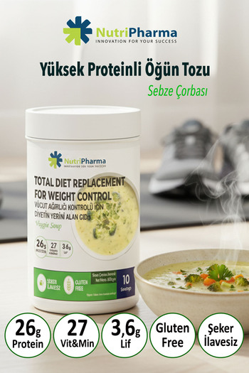 NUTRIPHARMA Whey Proteinli Diyet Sebze Çorbası – Yüksek Proteinli Form Çorba Öğün Tozu, 600g