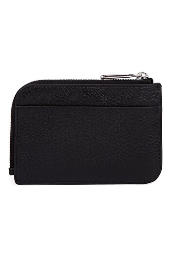 Ecco Card Case Zipped Pebbled Leather