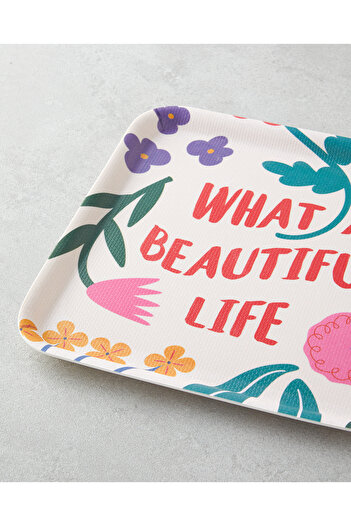 English Home Rosy Life Melamin Kaydırmaz 2'li Tepsi 33-24 cm Renkli