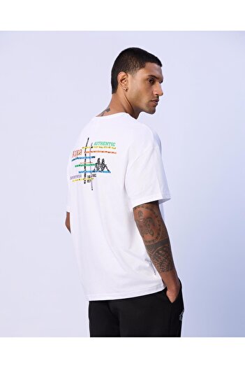 Kappa Edwin T-Shirt Erkek Beyaz Oversize Fit Tişört