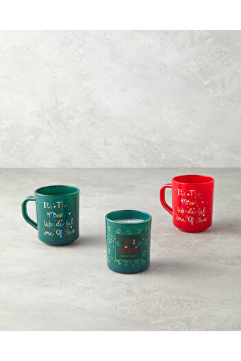 English Home Merry Merry Glass 2-Pack and Candle Christmas Mug 250 ml Red - Green