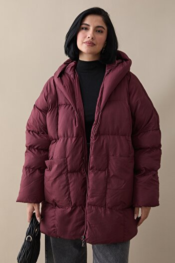 InStyle Mona Casual Puffer Coat - Claret Red