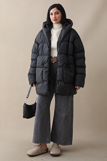 InStyle Mona Casual Puffer Jacket - Black