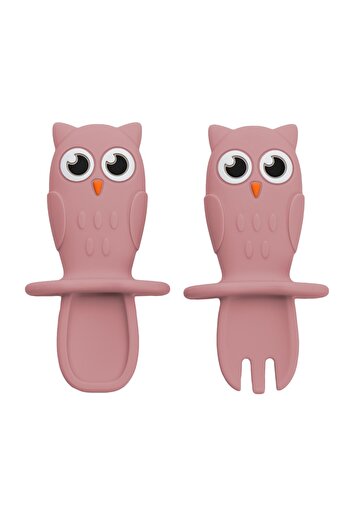 APPEKIDS Silicone Cutlery Set, AppeKids, OWL - Old Rose