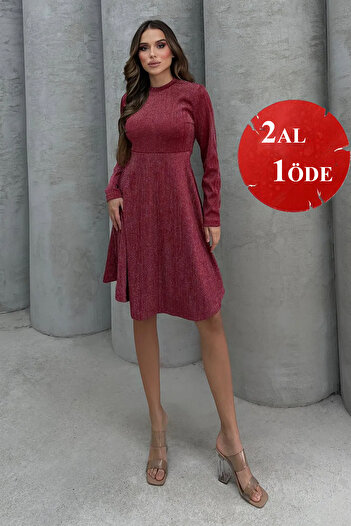 Lesa Wear Yumuşacık Likralı Simli Mini Gece Elbisesi