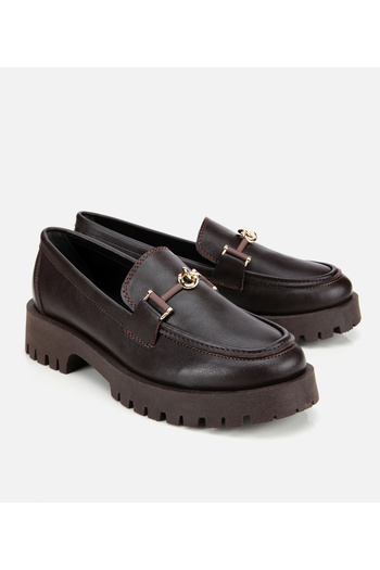 Hotiç Kadın Kahverengi Kalın Tabanlı Klasik Loafer