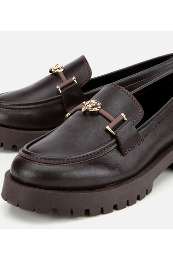 Hotiç Kadın Kahverengi Kalın Tabanlı Klasik Loafer
