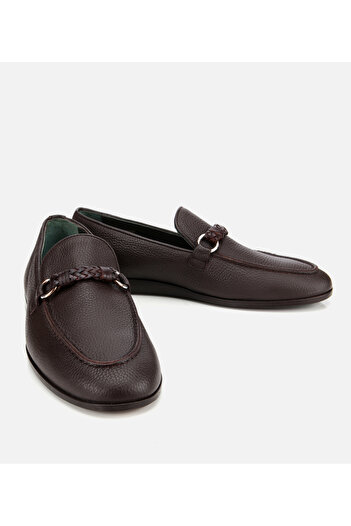 Hotiç Erkek Deri Kahverengi Toka Detaylı Klasik Loafer