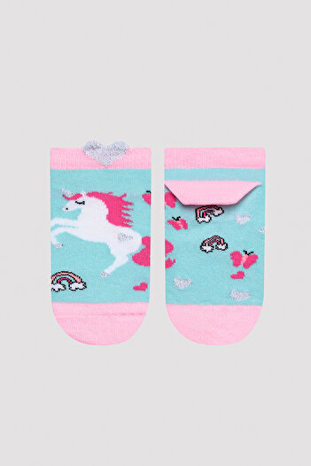 Penti Kız Çocuk Unicorn Kalpli Çok Renkli 3lü Patik Çorap