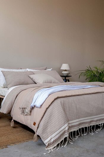 Barine Beige Smooth Cotton Bed Runner - 70X240